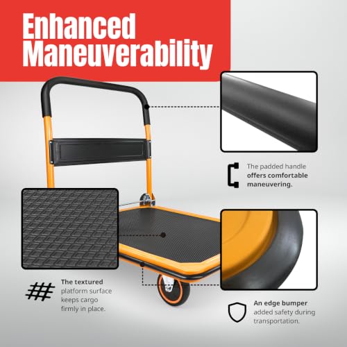 MaxWorks 80877- Foldable Platform Truck Push Dolly 660 lb. Weight Capacity