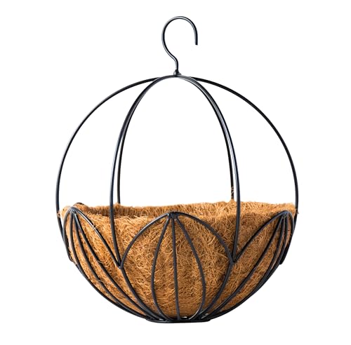 SuperMoss Leeds Sphere Black Metal 10" Hanging Basket - color: Black, size: Small (10")