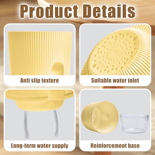 ZXJ 5.5 Inch Self Watering Planter Pots for Indoor Plants - African Violet Pots with Wick Rope - Yellow