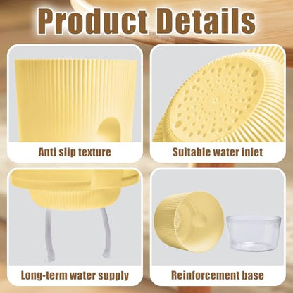 ZXJ 5.5 Inch Self Watering Planter Pots for Indoor Plants - African Violet Pots with Wick Rope - Yellow