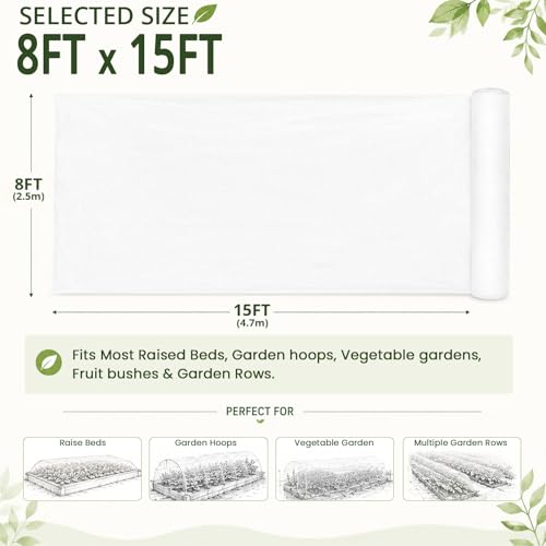 8Ft x 15FT Garden Netting, Fine Mesh Insect Netting for Plant Protection - size: 8Ft x 15Ft