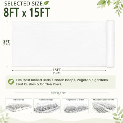 8Ft x 15FT Garden Netting, Fine Mesh Insect Netting for Plant Protection - size: 8Ft x 15Ft