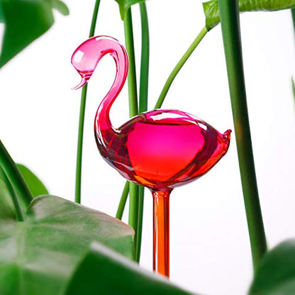 NiHome Self Watering Globes 2 Pack Glass Plant Waterer Flamingo Pink 10in - color: pink
