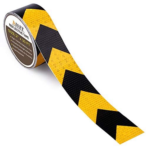 AISEY Reflective Safety Tape (Gold Yellow/Black, 2" x30ft) - style: Gold Yellow/ Black