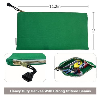 Canvas Tool Bag Zipper Pouch, 8 Pack 12.5 x 7-Inch - color: Orange, Yellow, Gray, Blue, Green, White, Black & Brown