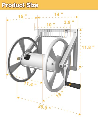 Artigarden Triangle Wall Mounted Garden Hose Reel Outdoor Hose Holder White - color: White