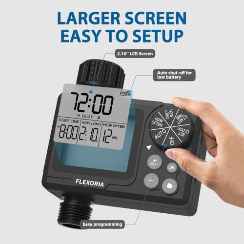 Digital Programmable Water Timer, Garden Hose Sprinkler Timer for Irrigation and Watering Systems, 1 Outlet
