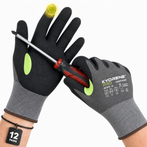 Armor Guys 00-810 Kyorene Pro Graphene Gloves – ANSI A1, Medium, 12 Pairs - size: Medium (Pack of 12)