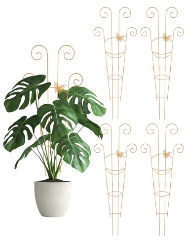 Butterfly Metal Monstera Trellis, Gold Garden Treleaf Expandable Trellis - color: Black-NEW