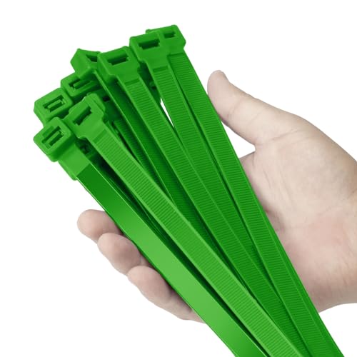 Armpow 24 inch Green Zip Ties Heavy Duty 50 PACK, 250 LBS Ultra Exclusive Strong Plastic Wire Ties, Large Cable Ties Extra Long Tie Wraps, Indoor and Outdoor UV Resistant - color: Green