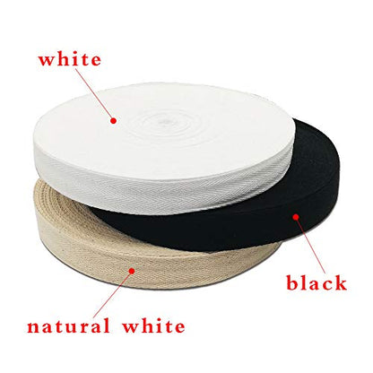 Natural Cotton Twill Tape 50 Yards 3/4 Inch Bunting Bias Tape Herringbone Webbing Tape Roll for Apron Sewing Dressmaking Craft (Natural White) - color: Natural white, size: 3/4inch