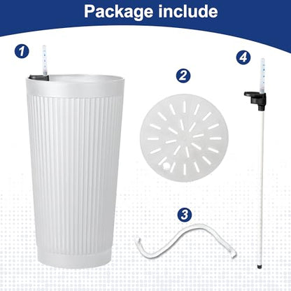 FENCY Self Watering Tall Planters Set of 2, White Round - color: White-round Ribbed