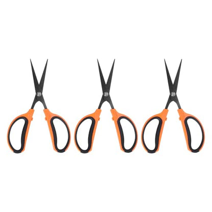 HARFINGTON 3pcs Trimming Scissors 7.2" Stainless Steel Garden Shears with Non-Stick Coating & Straight Precision Blade Hand Pruning Snips for Cutting Flowers
