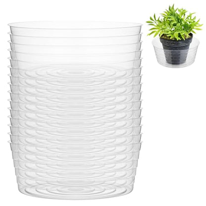 Hoolerry 15 Pcs Plastic Plant Saucer Clear Deep Tray, 14 Inch - size: 14 Inch