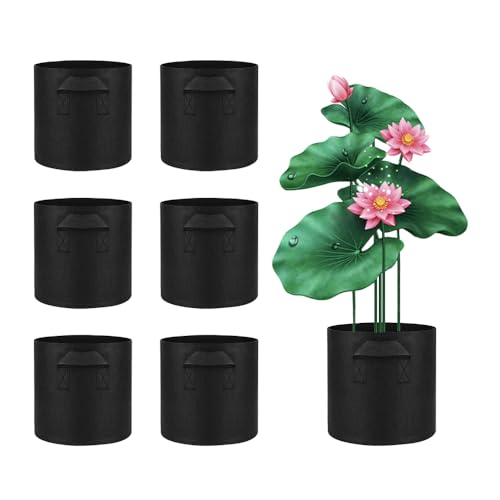 6 Pcs Lily Plant Pots for Pond, 1 Gallon Aquatic Pond Planter, Breathe Reusable Grow Bags with Handles for Aquatic Plants, Water Lily, Lotus, Potato,Onion,Flowers - size: 1 Gallon