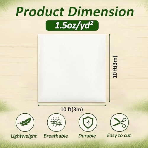 Gardzen 1.5 oz Plant Covers Freeze Protection, Reusable 10ft x 10ft Floating Row Covers, Thicker Frost Blankets for Outdoor Plants, Pests Protection, White - size: 10' x 10'