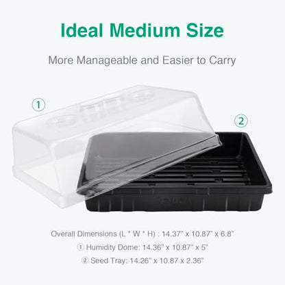 SOLIGT Thick Plastic 5-Set Strong Seed Starter Trays with 5" Humidity Domes - size: 5 Set