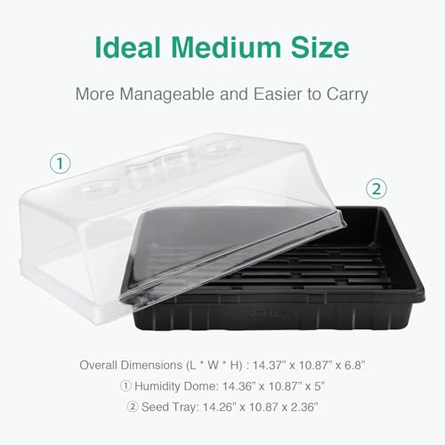 SOLIGT Thick Plastic 5-Set Strong Seed Starter Trays with 5" Humidity Domes - size: 5 Set