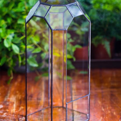 NCYP No Door Glass Geometric Octagon Open Terrarium 5.5"x5.5"x12.8"