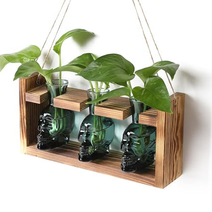 Plant Terrarium Propagation Stations Skull Planter Vase Skulls Decor - color: Dark Green