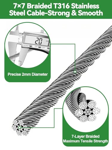 150FT Tensioned Wire Trellis Kit for Climbing Plants Wall Garden Trellis