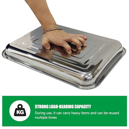RooTrimmer Stainless Steel Plant Trays, 5 Pack Multi-Purpose Tray for Indoor Outdoor Plants, Seed Starting Tray for Potted Plants(11.6 inch×15.2 inch, 1.45" Height, 5-Pack) - size: Middle-5P