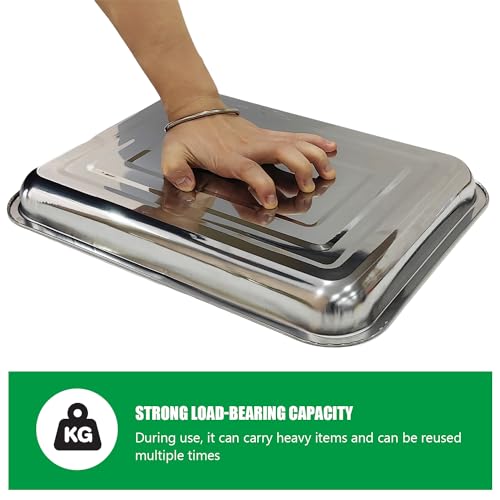 RooTrimmer Stainless Steel Plant Trays, 5 Pack Multi-Purpose Tray for Indoor Outdoor Plants, Seed Starting Tray for Potted Plants(11.6 inch×15.2 inch, 1.45" Height, 5-Pack) - size: Middle-5P