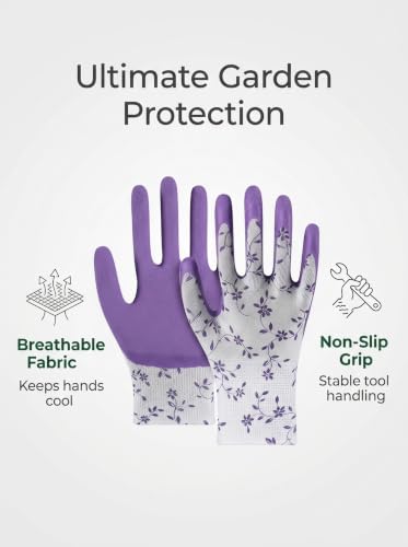 2 Pairs Garden Gloves, Breathable Yard Work Gloves with Non-Slip Grip, Thorn-Resistant Protective Gloves for Men and Women, One Size