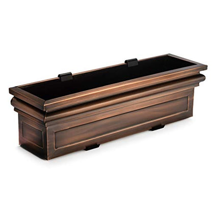 H Potter Window Box Planter with Brackets - 30" Copper Finish - Flat Back