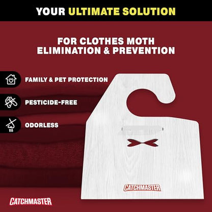 Catchmaster Clothing Moth Traps with Premium Extra Strength Odorless Pheromone Technology – XL Hardwood Design, Extra-Strength Glue – Traps & Targets Casemaking and Webbing Moths - 6-Pack - color: Hardwood