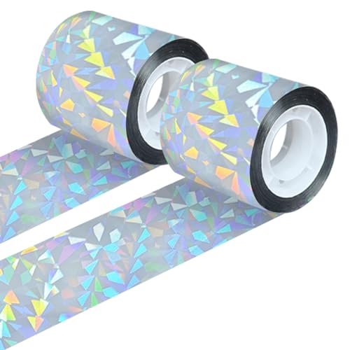 ASTIMESA Double Sided Reflective Bird Scare Tape, Holographic Sparkly Bird Tape, Flash Reflective Ribbon for Birds Woodpeckers Pigeons Keep Away from House Garden Patio (2, 524.9 Ft) - size: 524.9 Ft
