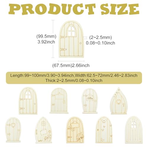 Ipotkitt 36pcs Fairy Door Wood Cutouts 9 Styles Forest Theme Unfinished Mini Wooden Doors for Succulent Pot Decor Miniature Garden Terrarium DIY Crafts - color: Fairy Door Wood Cutouts_36pcs