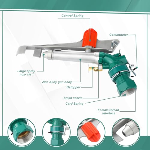 VIHOSE 2 Pcs 2'' Agriculture Irrigation Sprinkler Large Area Farm Gun - size: 2 Inch
