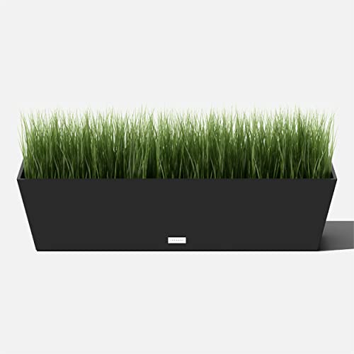 Veradek Pure Series Window Box Planter - Tapered Outdoor Planter - color: Black, size: 36 inch
