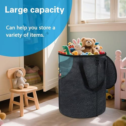 BIGCARJOB Flower Turtle Outdoor Trash Can Storage Collapsible Pop-up Recycle Trash Can 22.83x17.71 Waterproof Garbage Bin Bag with Lid and Clip - color: Flower Turtle Print