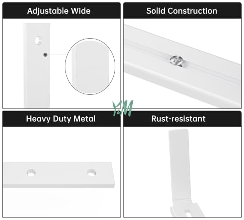 Y&M Adjustable Window Box Brackets 6 Pack, Wall Mount Planter Box Brackets - size: Set of 6- White