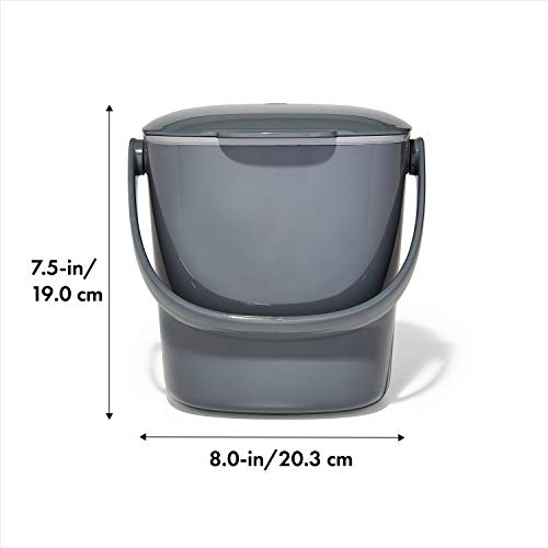 OXO Good Grips Easy-Clean Compost Bin, 0.75 Gal, Charcoal - color: Charcoal, size: 0.75 Gallon
