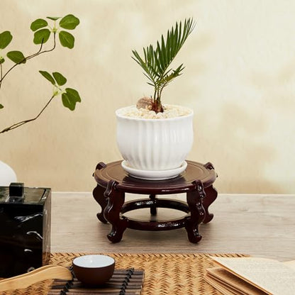 Geetery 2 Pcs 4–12 in Oriental Wooden Plant Stand Indoor Vase Stand, 6 in - size: 6 in