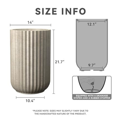 Kante Large Round Column Weathered Concrete Planter 21.7" Tall, Outdoor - color: Weathered Concrete, size: 14"w x 21.7" h