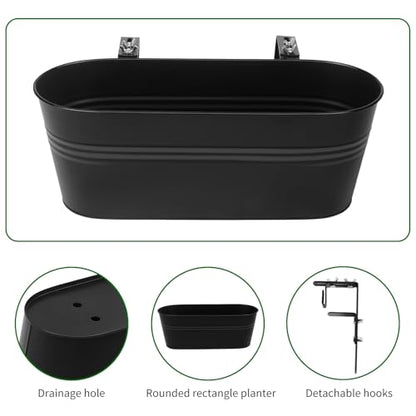 Railing Planter Box 16 Inch with Adjustable Brackets (4PCS)