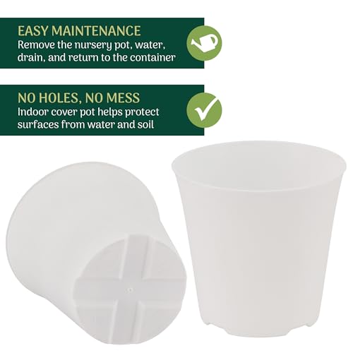 Arcadia Garden Products 4-Pack Plastic Pot, Fits [4”] Nursery Grow Pot – No Drainage Hole (Drillable), Minimal Cover Planter for Indoor Plants, Herbs, Flowers, Seedlings, [ White] - color: White, size: 4 Inch Standard