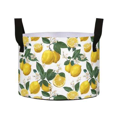 3 Gallon Grow Bags 1 Pack Plant Fabric Pots Flower Nursery Garden Vegetable Small Plant Pot 9.7 x 9.8 in Large Indoor Planter with Handles Lemon Branch Flower - color: Lemon Branch Flower, size: S9.7x9.8in