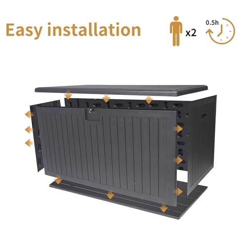 230 Gallon Resin Outdoor Deck Box, Lockable Large Patio Storage Bin, Black - color: Black
