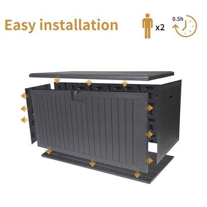 230 Gallon Resin Outdoor Deck Box, Lockable Large Patio Storage Bin, Black - color: Black