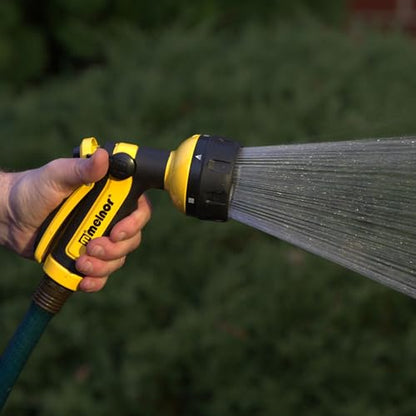 Melnor 65112-AMZ 6-Pattern Vortex Water Hose Sprayer Nozzle, QuickConnect Product Adapter, Black, Yellow, Slip Resistant Outdoor Hose Nozzle Sprayer for Watering Plants, Lawn, Car Washing, Patio, Pet - style: 6-Pattern