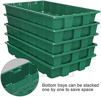 MIXC 5 Pack Seed Starter Tray, 200Cell Mini Propagator Greenhouse Grow Kit - color: Green, size: 40-Cell 5-Pack