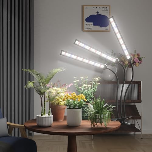 GooingTop Grow Light,24W (160Watts Equiv) 5000K White Full Spectrum LED Growing Lamp Clip on Desk for Indoor Plants,Bulbs Replaceable & Non-dimmable (Black, 120Watts) - size: 120Watts