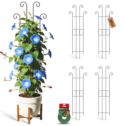 32.6in Tall Plant Trellis Indoor, Metal Garden Trellis for Climbing Plants, Expandable Trellis for Potted Plants for Ivy Pothos Hoya Monstera, 4 Pack - size: 32.6in/4p