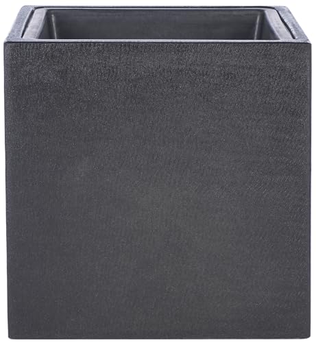 SAFAVIEH Outdoor - Larlen Black Concrete Ficonstone Planter Pot, Frost Resistant Modern Cube Planter for Patio, Deck, Garden, No Drainage, 12.9" W x 12.9" D x 12.9" H (PAT1520A)