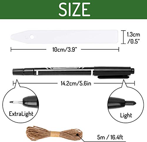 Whaline 200Pcs Thick Plastic Plant Labels with Hole White Garden Stake Markers Waterproof Garden Tag Signs for Greenhouse Seedlings Flowers Spotted Plants with 2 Marker Pen and Twine (10 CM) - size: 4 Inch